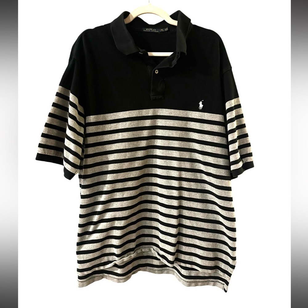 Polo Ralph Lauren 90s cotton black and gray polo xlt